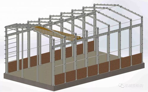 工程機械 工業(yè)廠房工棚框架3d模型圖紙 solidworks